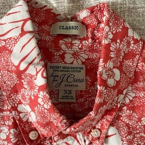 J. Crew Red and White Floral Button-Down Shirt